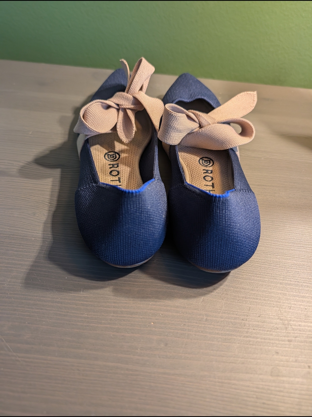 Rothy's The Point Mary Jane Sapphire Blue Fawn Bow Flat Shoes Size 8 - Picture 4 of 5